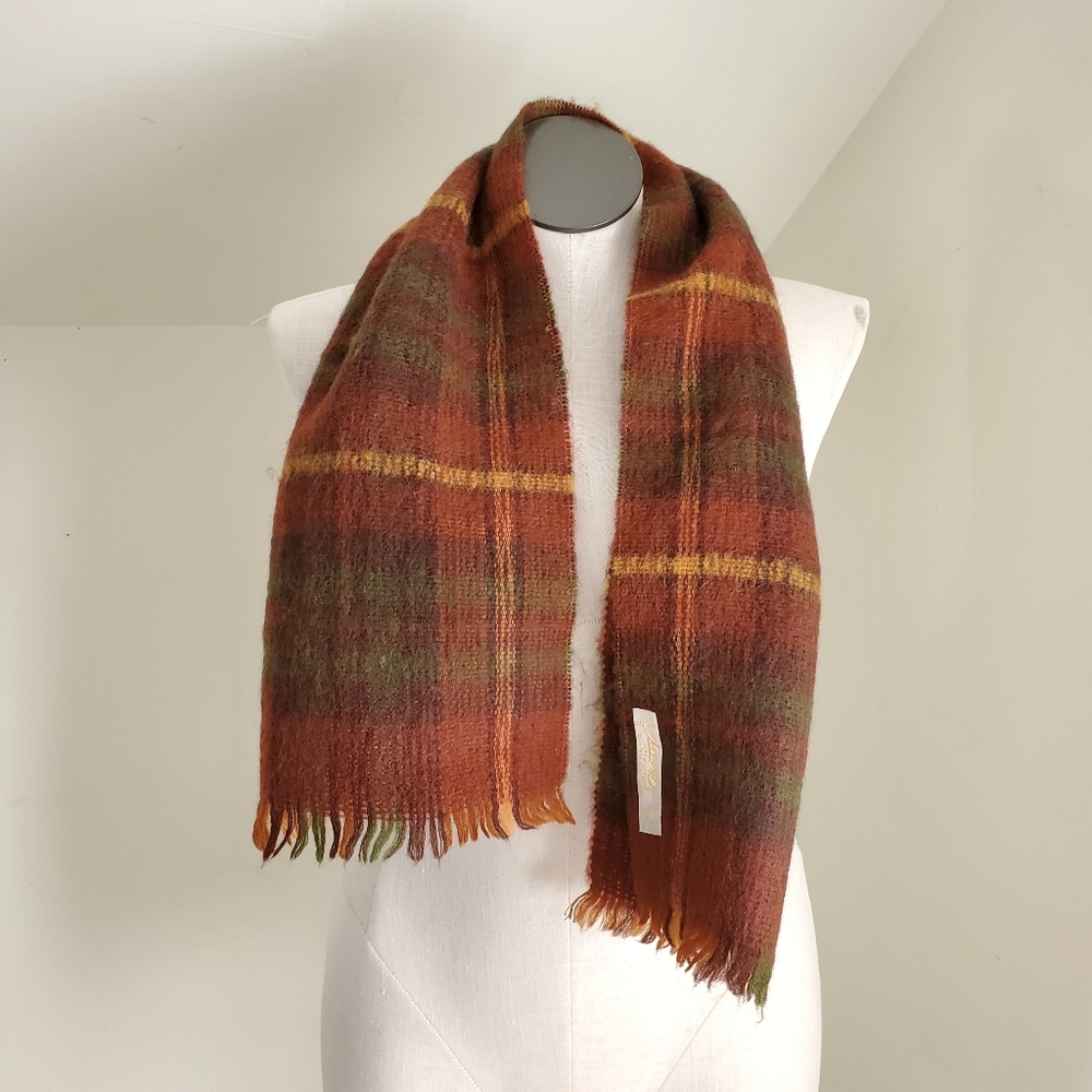 Vintage Glentex Wool Earthy Plaid Scarf